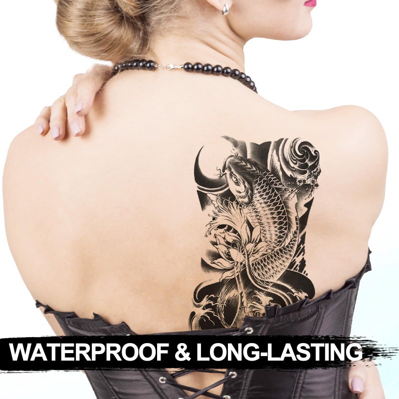 Kotbs 6 Sheets Temporary Tattoos Large Koi Fish Body Tattoos Sticker for Men Women Waterproof Fake Tattoos - Image 2